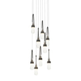 Hubbardton Forge 2022 Black Clear Bubble Glass (YG) Long Link 9-Light Blown Glass Pendant