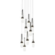 Hubbardton Forge 2022 Black Clear Glass with White Threading (YJ) Long Link 9-Light Blown Glass Pendant