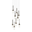 Hubbardton Forge 2022 Oil Rubbed Bronze Clear Bubble Glass (YG) Long Link 9-Light Blown Glass Pendant