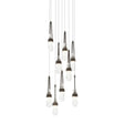 Hubbardton Forge 2022 Oil Rubbed Bronze Clear Glass with White Threading (YJ) Long Link 9-Light Blown Glass Pendant