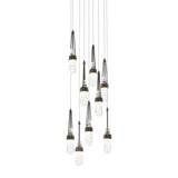 Hubbardton Forge 2022 Oil Rubbed Bronze Clear Glass with White Threading (YJ) Long Link 9-Light Blown Glass Pendant