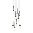 Hubbardton Forge 2022 Natural Iron Clear Glass with White Threading (YJ) Long Link 9-Light Blown Glass Pendant
