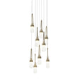 Hubbardton Forge 2022 Soft Gold Clear Bubble Glass (YG) Long Link 9-Light Blown Glass Pendant