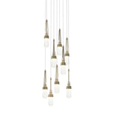Hubbardton Forge 2022 Soft Gold Clear Bubble Glass (YG) Long Link 9-Light Blown Glass Pendant