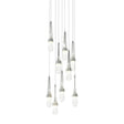 Hubbardton Forge 2022 Vintage Platinum Clear Glass with White Threading (YJ) Long Link 9-Light Blown Glass Pendant