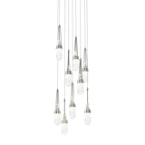 Hubbardton Forge 2022 Vintage Platinum Clear Glass with White Threading (YJ) Long Link 9-Light Blown Glass Pendant