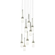 Hubbardton Forge 2022 Sterling Clear Bubble Glass (YG) Long Link 9-Light Blown Glass Pendant