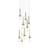 Hubbardton Forge 2022 Modern Brass Clear Bubble Glass (YG) Long Link 9-Light Blown Glass Pendant