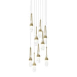 Hubbardton Forge 2022 Modern Brass Clear Glass with White Threading (YJ) Long Link 9-Light Blown Glass Pendant