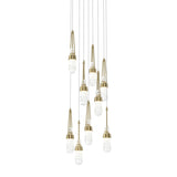 Hubbardton Forge 2022 Modern Brass Clear Glass with White Threading (YJ) Long Link 9-Light Blown Glass Pendant