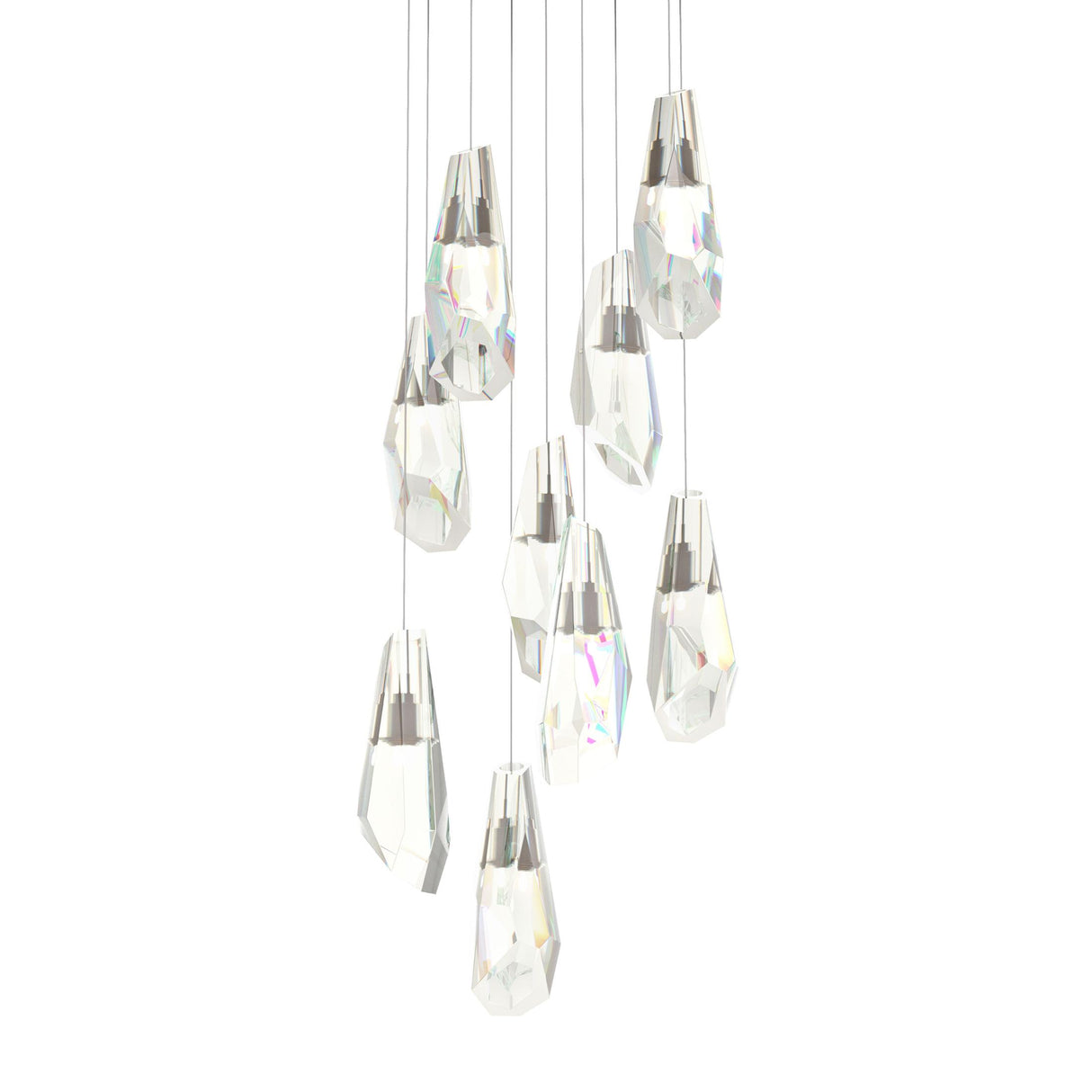 Hubbardton Forge 2022 Bronze Crystal Long Luma 9-Light Large Crystal Pendant