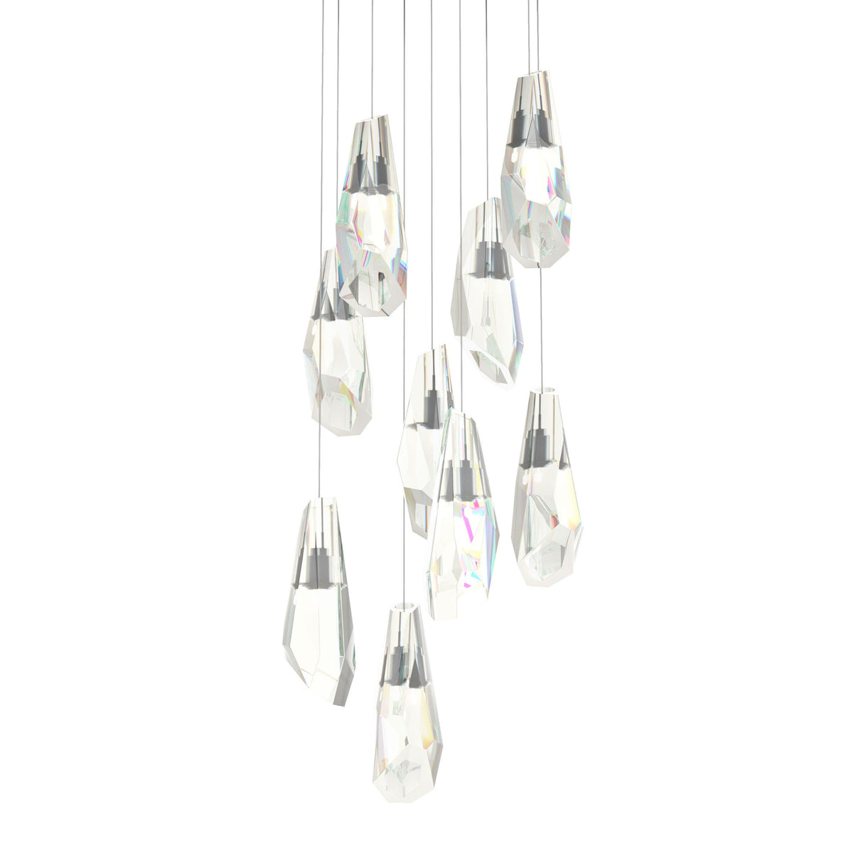 Hubbardton Forge 2022 Dark Smoke Crystal Long Luma 9-Light Large Crystal Pendant