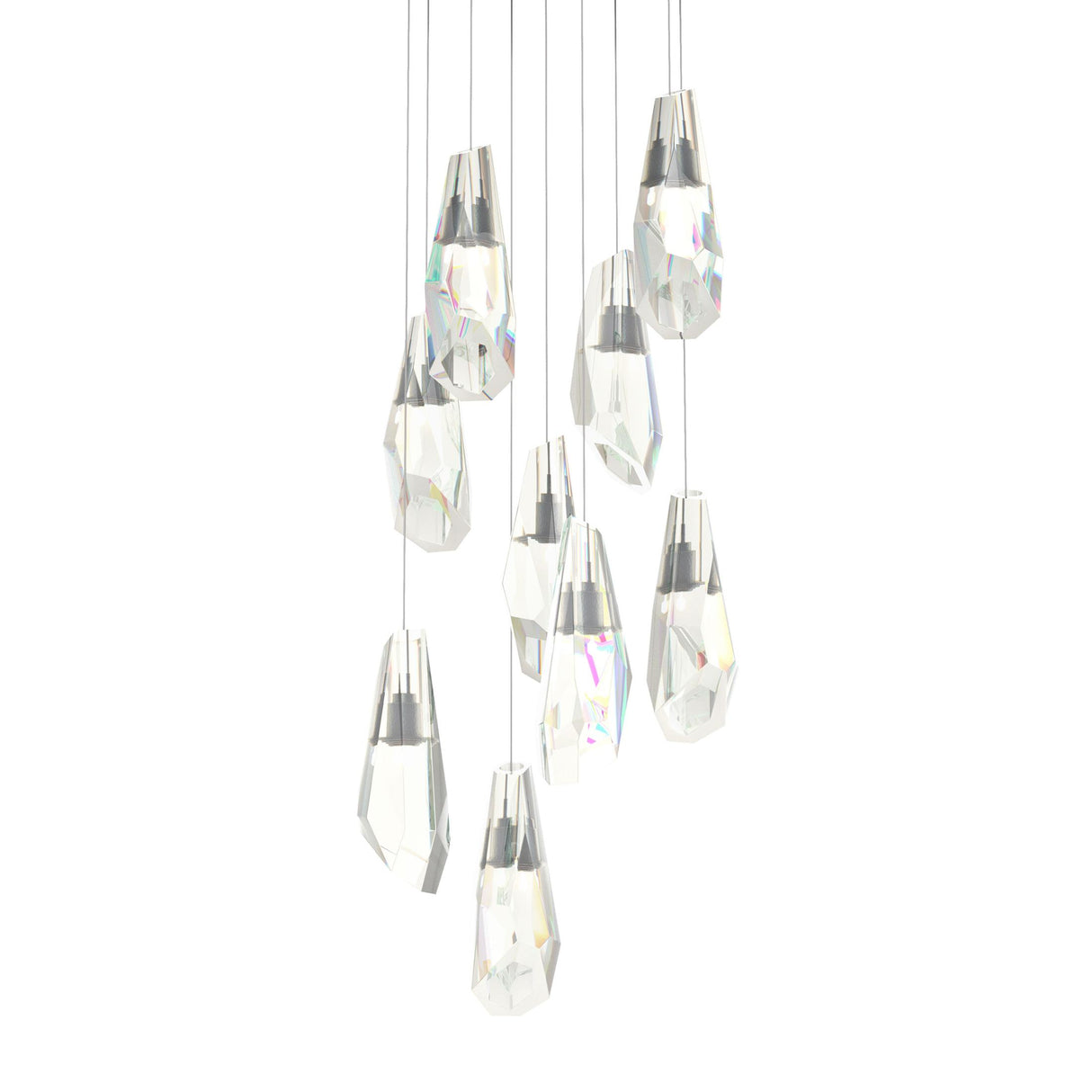 Hubbardton Forge 2022 Natural Iron Crystal Long Luma 9-Light Large Crystal Pendant