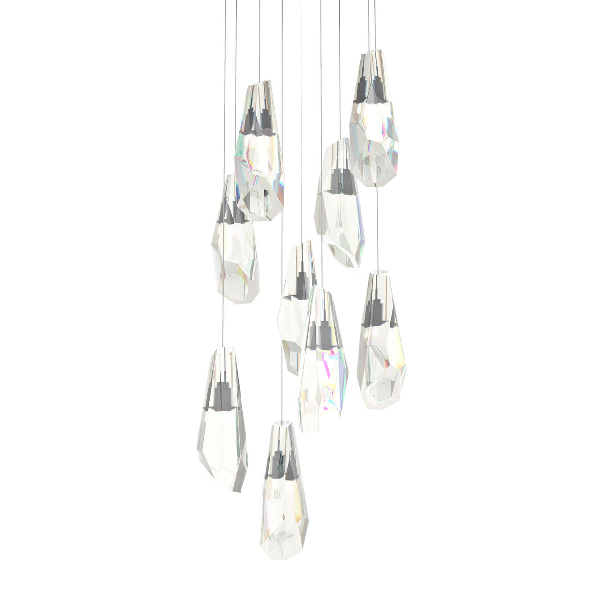 Hubbardton Forge 2022 Oil Rubbed Bronze Crystal Long Luma 9-Light Large Crystal Pendant