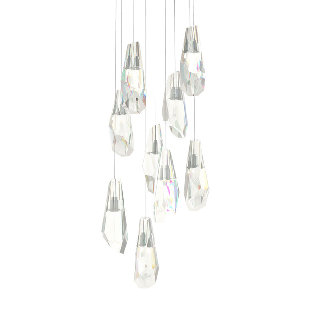 Hubbardton Forge 2022 Vintage Platinum Crystal Long Luma 9-Light Large Crystal Pendant