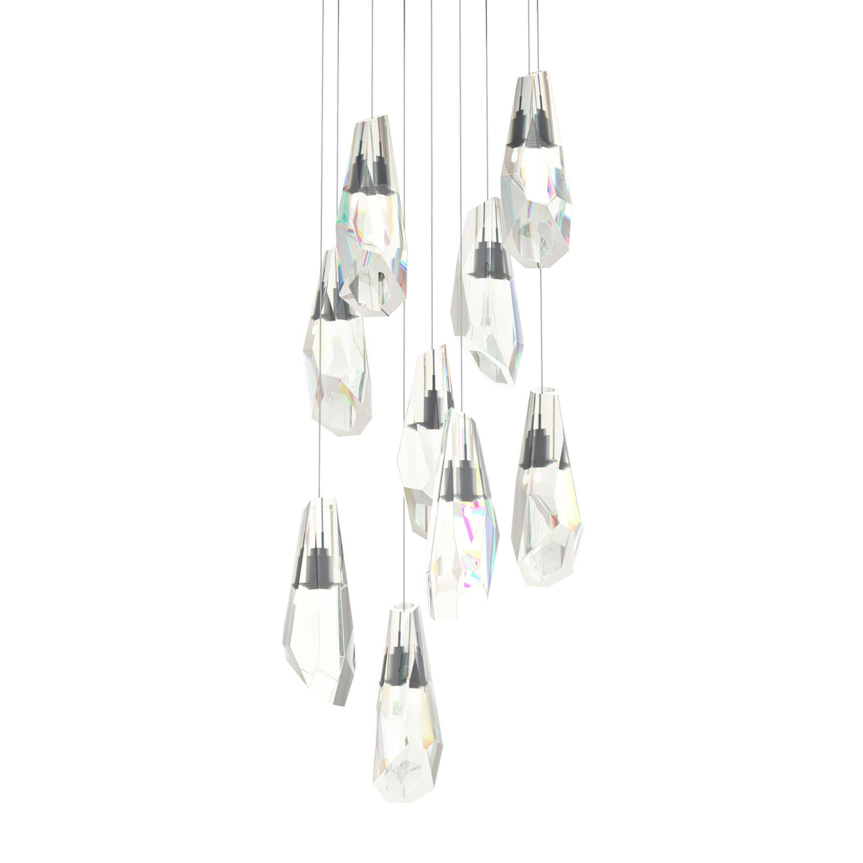 Hubbardton Forge 2022 Black Crystal Long Luma 9-Light Large Crystal Pendant