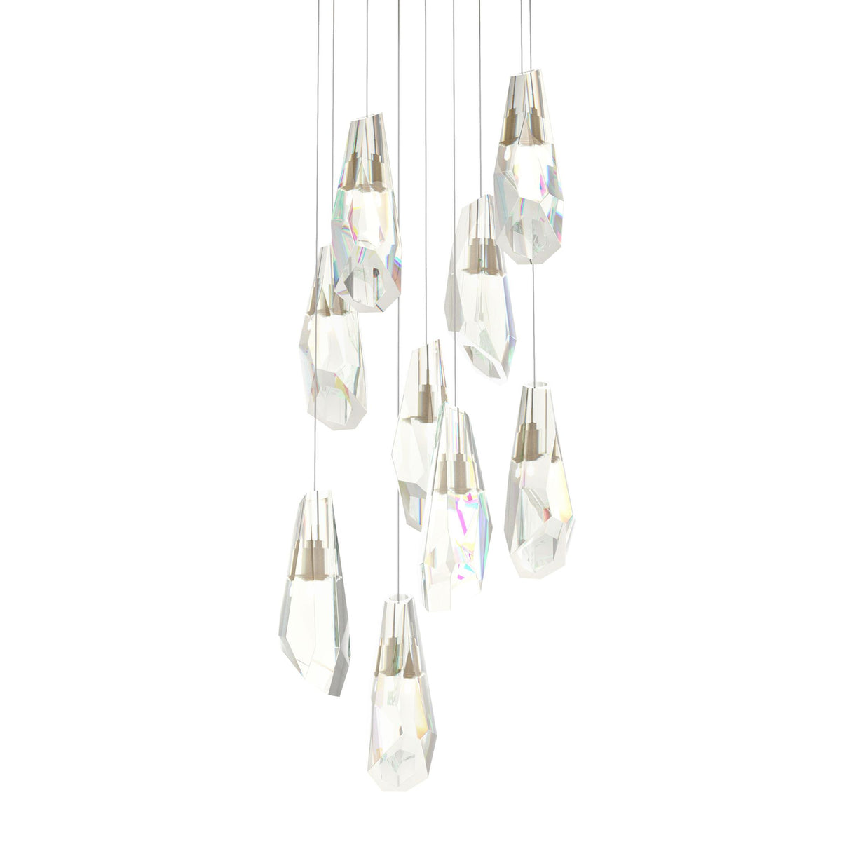 Hubbardton Forge 2022 Soft Gold Crystal Long Luma 9-Light Large Crystal Pendant
