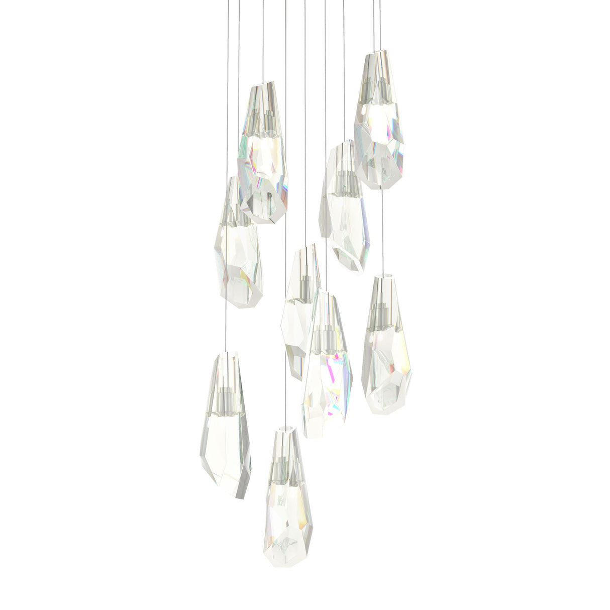 Hubbardton Forge 2022 Sterling Crystal Long Luma 9-Light Large Crystal Pendant
