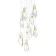 Hubbardton Forge 2022 Modern Brass Crystal Long Luma 9-Light Large Crystal Pendant
