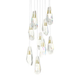 Hubbardton Forge 2022 Modern Brass Crystal Long Luma 9-Light Large Crystal Pendant