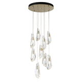Hubbardton Forge 2022 Modern Brass Crystal Long Luma 9-Light Large Crystal Pendant