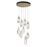 Hubbardton Forge 2022 Modern Brass Crystal Long Luma 9-Light Large Crystal Pendant