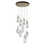 Hubbardton Forge 2022 Modern Brass Crystal Long Luma 9-Light Large Crystal Pendant