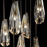 Hubbardton Forge 2022 Modern Brass Crystal Long Luma 9-Light Large Crystal Pendant