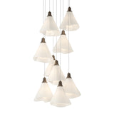 Hubbardton Forge 2022 Bronze Spun Frost (SH) Long Mobius 9-Light Pendant