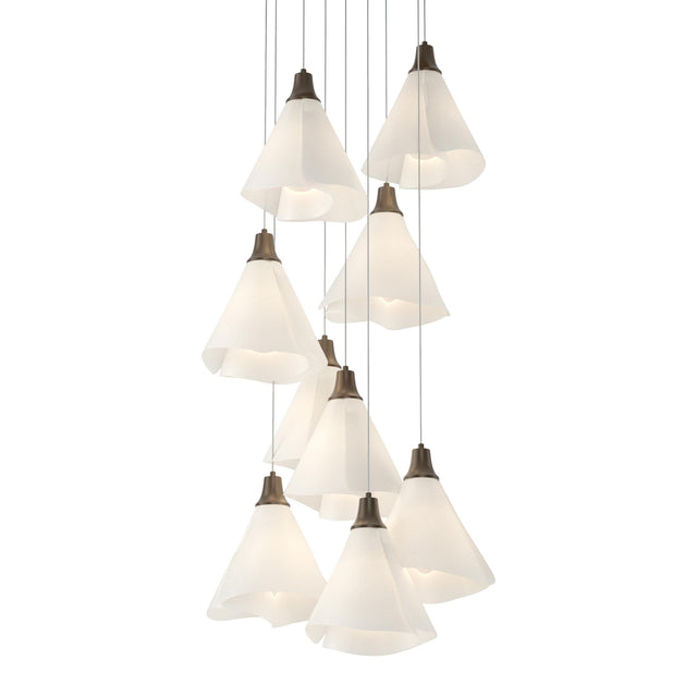 Hubbardton Forge 2022 Bronze Spun Frost (SH) Long Mobius 9-Light Pendant
