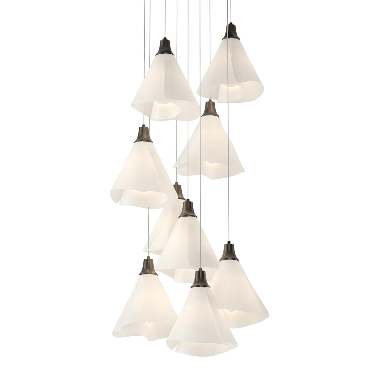 Hubbardton Forge 2022 Oil Rubbed Bronze Spun Frost (SH) Long Mobius 9-Light Pendant