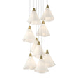 Hubbardton Forge 2022 Modern Brass Spun Frost (SH) Long Mobius 9-Light Pendant