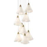Hubbardton Forge 2022 Modern Brass Spun Frost (SH) Long Mobius 9-Light Pendant