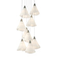 Hubbardton Forge 2022 Sterling Spun Frost (SH) Long Mobius 9-Light Pendant