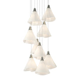 Hubbardton Forge 2022 Sterling Spun Frost (SH) Long Mobius 9-Light Pendant