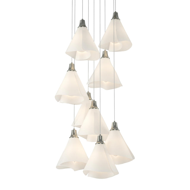 Hubbardton Forge 2022 Sterling Spun Frost (SH) Long Mobius 9-Light Pendant