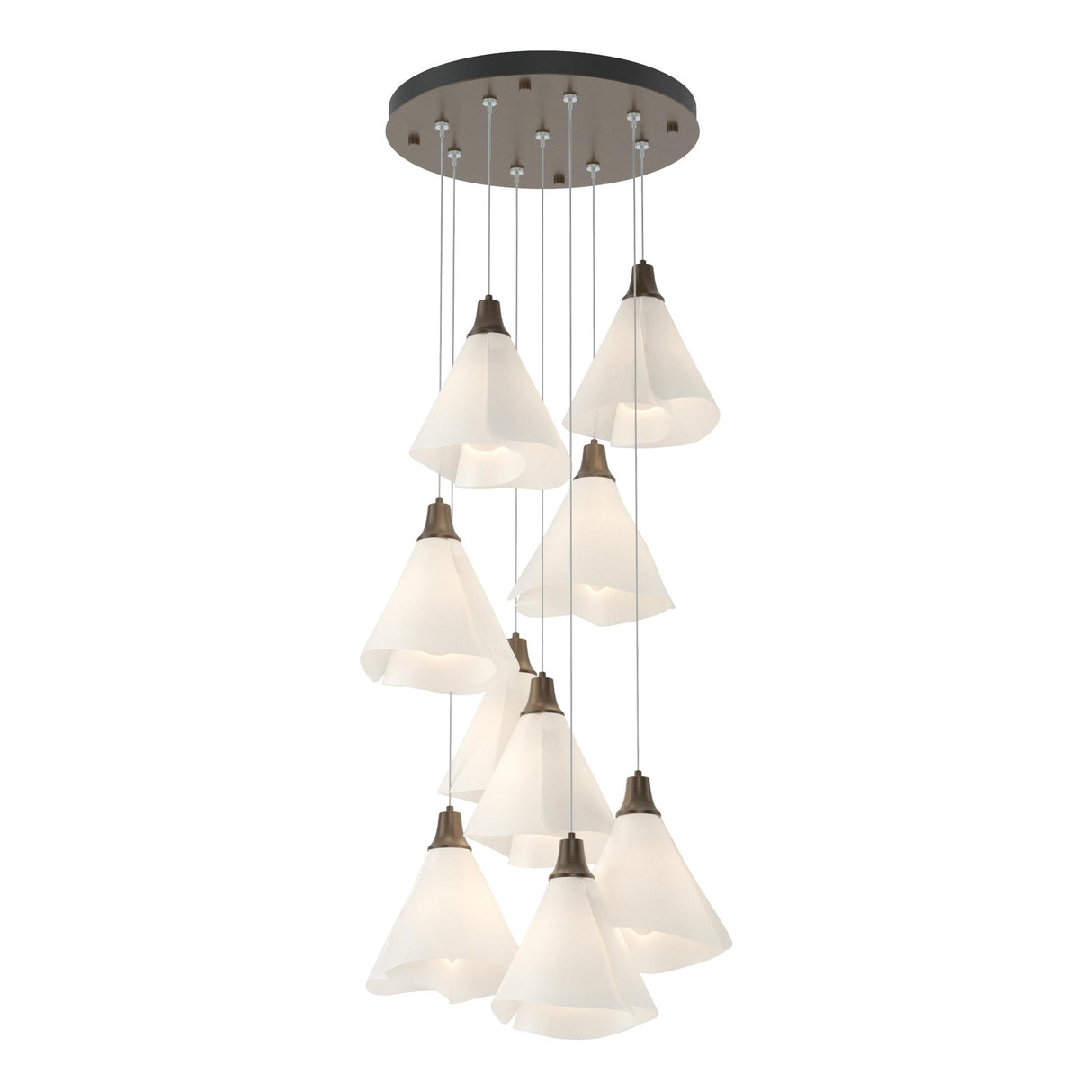 Hubbardton Forge 2022 Bronze Spun Frost (SH) Standard Mobius 9-Light Pendant