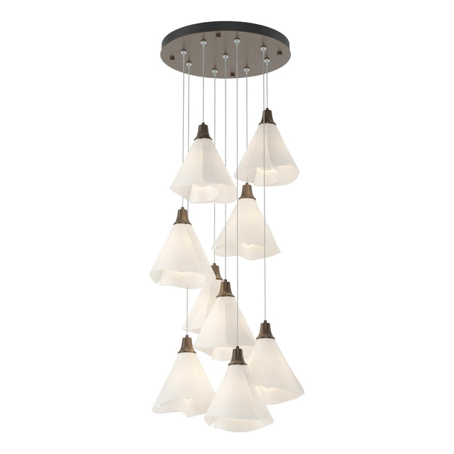 Hubbardton Forge 2022 Bronze Spun Frost (SH) Standard Mobius 9-Light Pendant