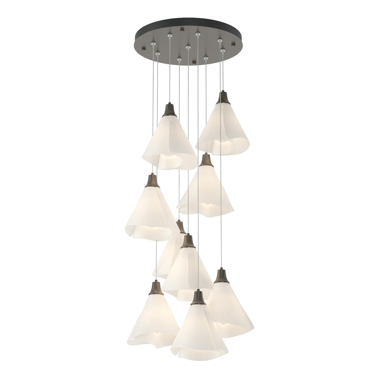 Hubbardton Forge 2022 Dark Smoke Spun Frost (SH) Standard Mobius 9-Light Pendant