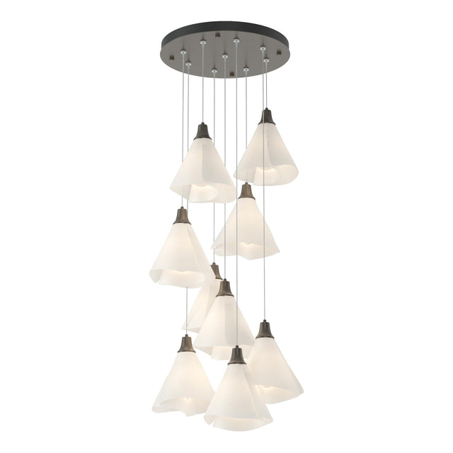 Hubbardton Forge 2022 Dark Smoke Spun Frost (SH) Standard Mobius 9-Light Pendant