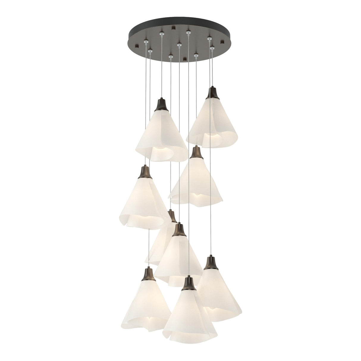 Hubbardton Forge 2022 Oil Rubbed Bronze Spun Frost (SH) Standard Mobius 9-Light Pendant