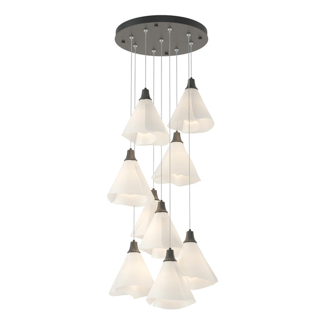 Hubbardton Forge 2022 Natural Iron Spun Frost (SH) Standard Mobius 9-Light Pendant
