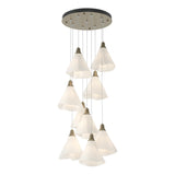 Hubbardton Forge 2022 Soft Gold Spun Frost (SH) Standard Mobius 9-Light Pendant