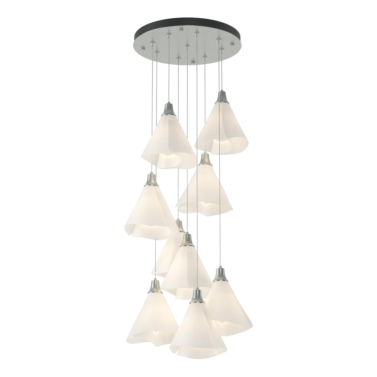 Hubbardton Forge 2022 Vintage Platinum Spun Frost (SH) Standard Mobius 9-Light Pendant