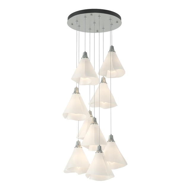 Hubbardton Forge 2022 Vintage Platinum Spun Frost (SH) Standard Mobius 9-Light Pendant