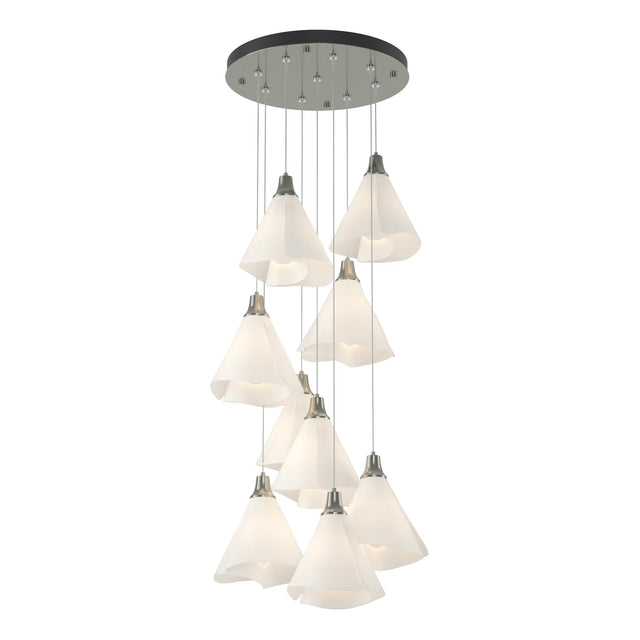 Hubbardton Forge 2022 Sterling Spun Frost (SH) Standard Mobius 9-Light Pendant