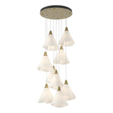 Hubbardton Forge 2022 Modern Brass Spun Frost (SH) Standard Mobius 9-Light Pendant