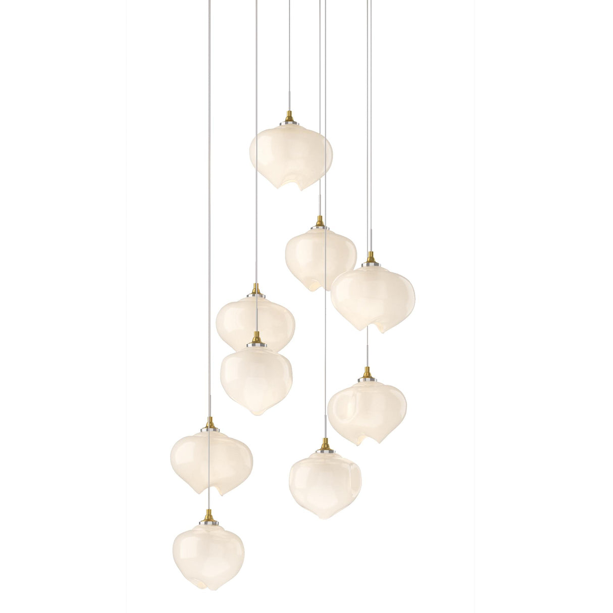 Hubbardton Forge 2022 Modern Brass Frosted Glass (FD) Long Ume 9-Light Pendant