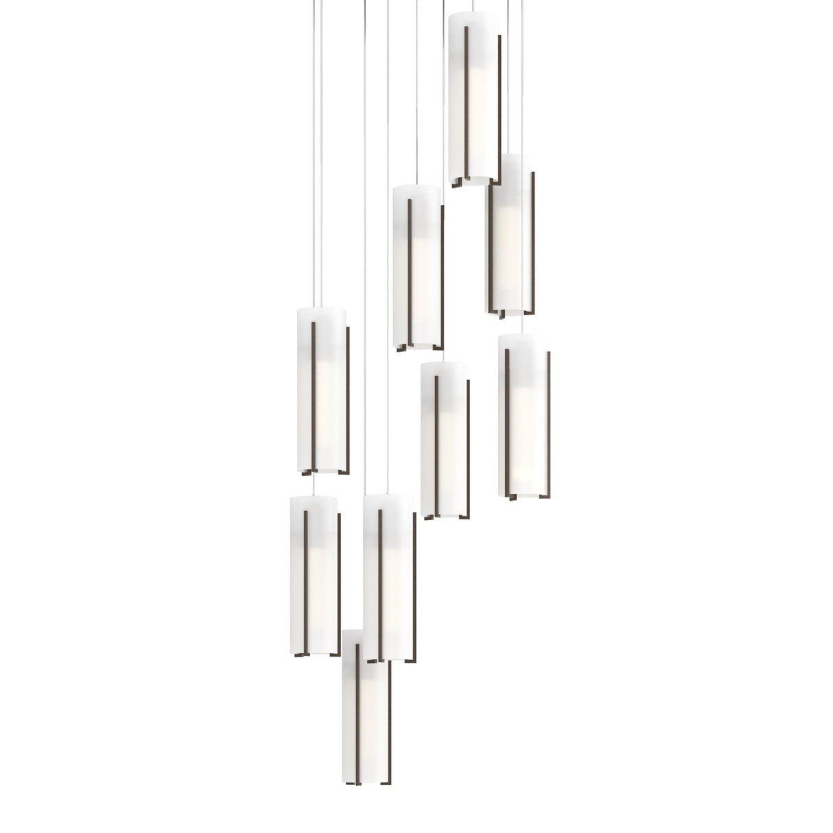 Hubbardton Forge 2022 Bronze Opal Glass (GG) Long Exos Glass 9-Light Pendant