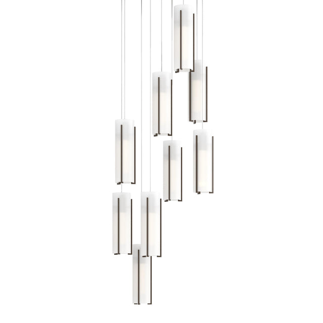 Hubbardton Forge 2022 Bronze Opal Glass (GG) Long Exos Glass 9-Light Pendant